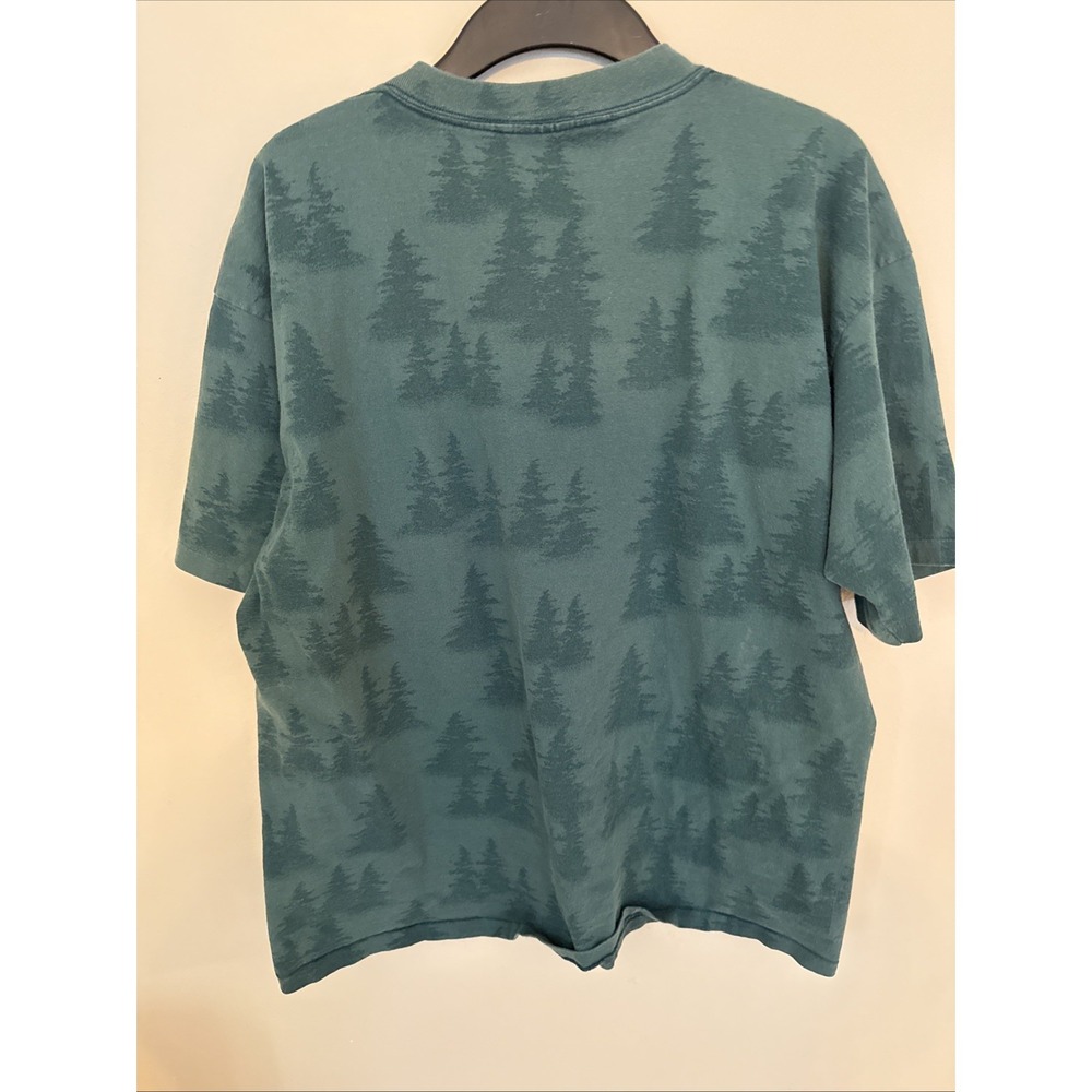 Prairie Mountain Mens Green T-Shirt Wolf Branson Size XL USA Tree Print S Stitch - Picture 6 of 7
